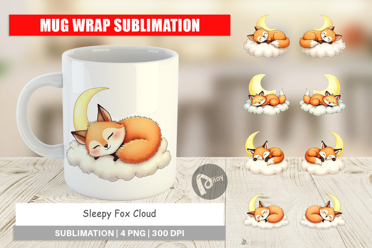 Mug Wrap Sleepy Fox Cloud