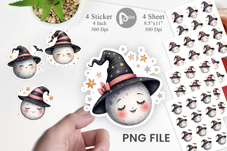 Sleepy Halloween Moon Sticker