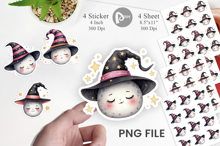 Sleepy Halloween Moon Sticker