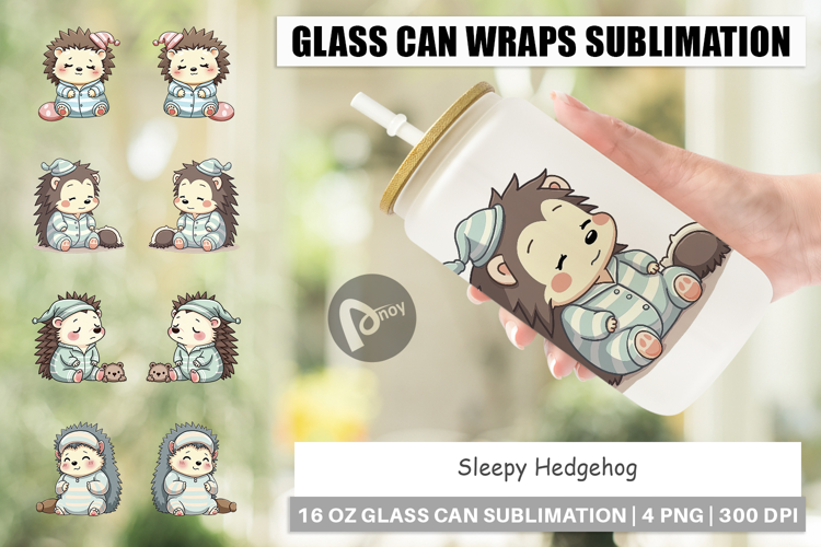 Glass Can Sleepy Hedgehog