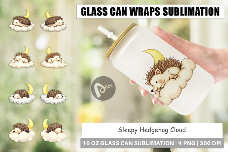 Glass Can Sleepy Hedgehog Cloud
