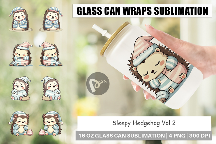 Glass Can Sleepy Hedgehog