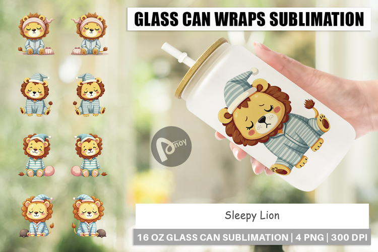 Glass Can Sleepy Lion