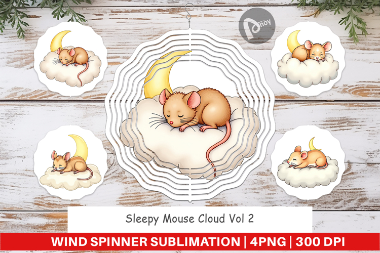 Wind Spinner Sleepy Mouse Cloud