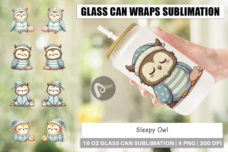Glass Can Sleepy Owl