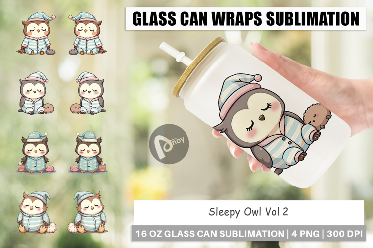 Glass Can Sleepy Owl