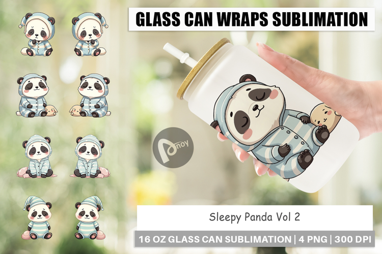 Glass Can Sleepy Panda