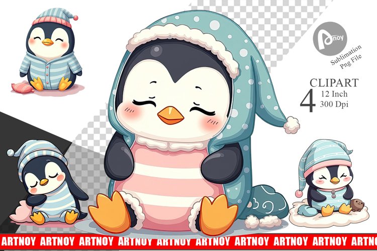 Sleepy Penguin Clipart