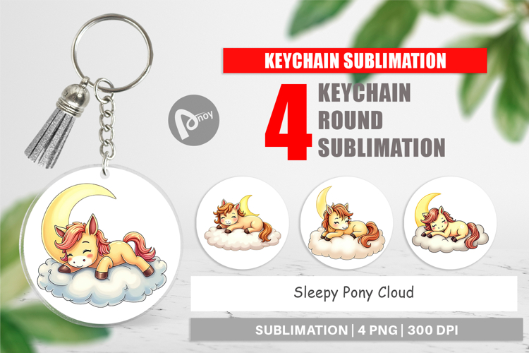 Keychain Sleepy Pony Cloud