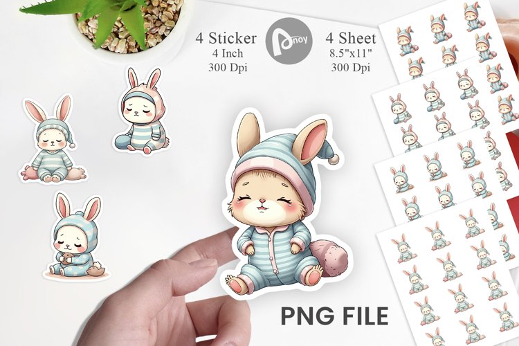 Sleepy Rabbit Sticker