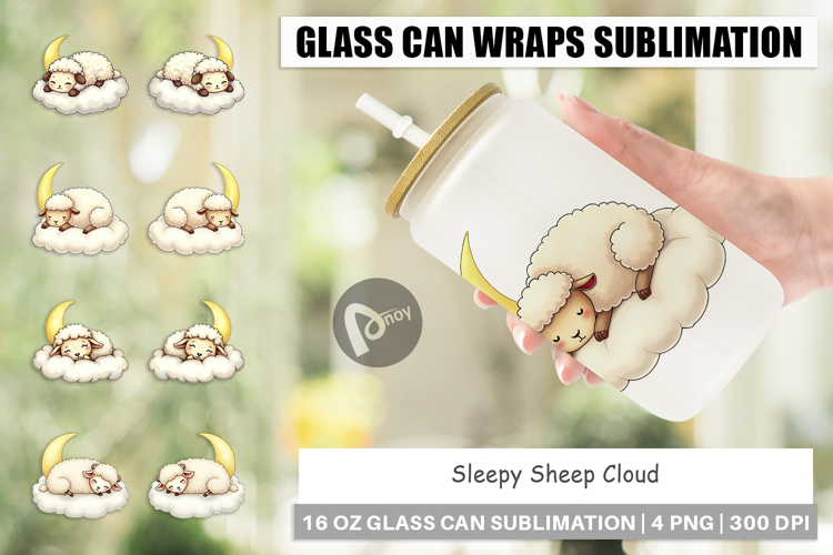 Glass Can Sleepy Sheep Cloud