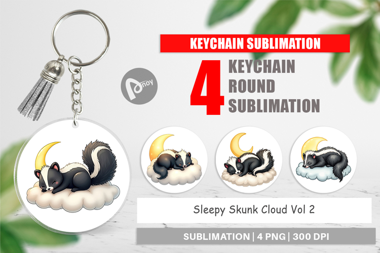 Keychain Sleepy Skunk Cloud