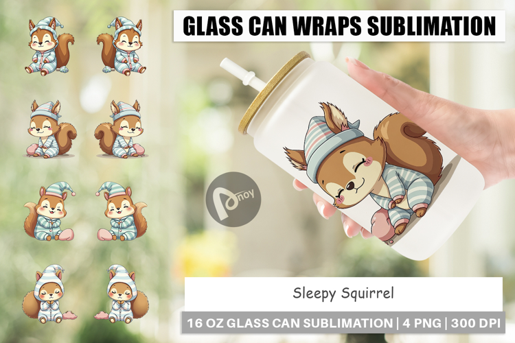 Glass Can Sleepy Squirrel