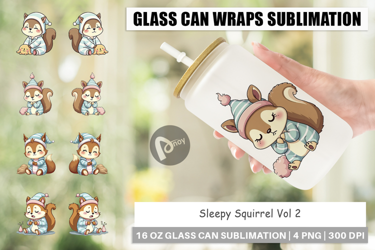 Glass Can Sleepy Squirrel