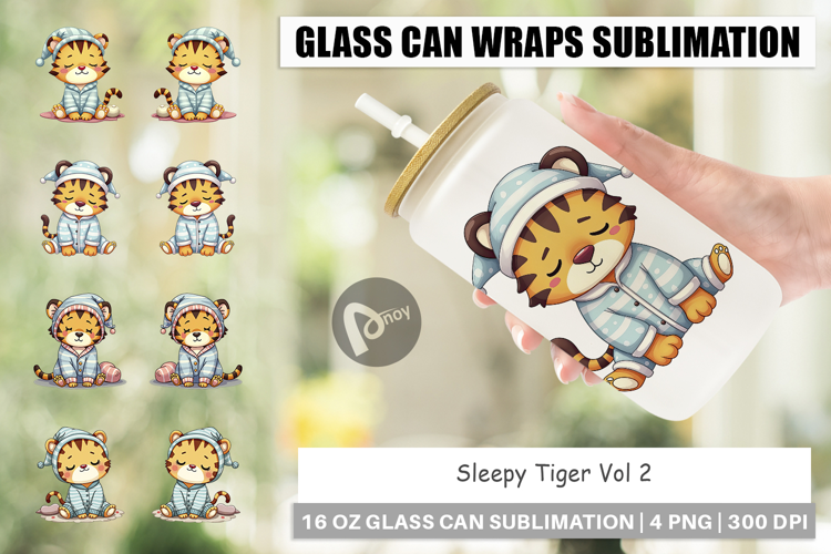 Glass Can Sleepy Tiger