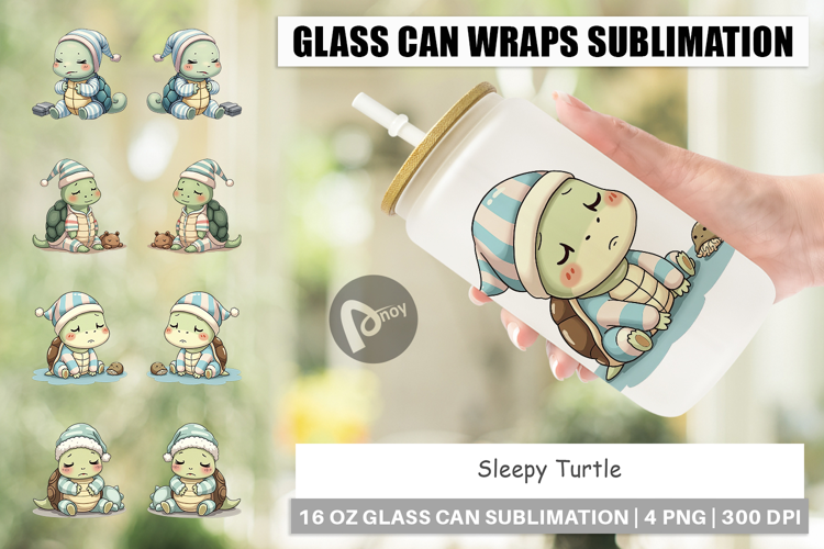 Glass Can Sleepy Turtle