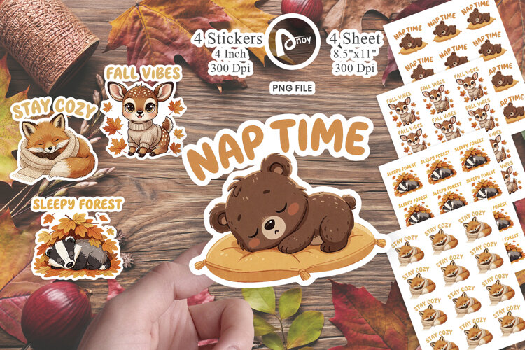 Woodland Pals Autumn Nap Sticker example image 1