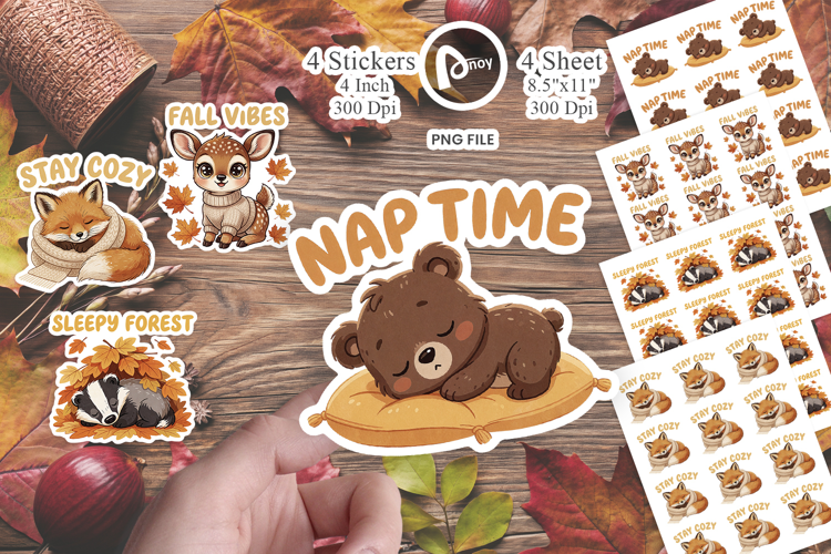 Woodland Pals Autumn Nap Sticker