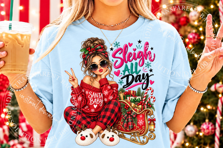 Sleigh All Day Christmas Girl PNG