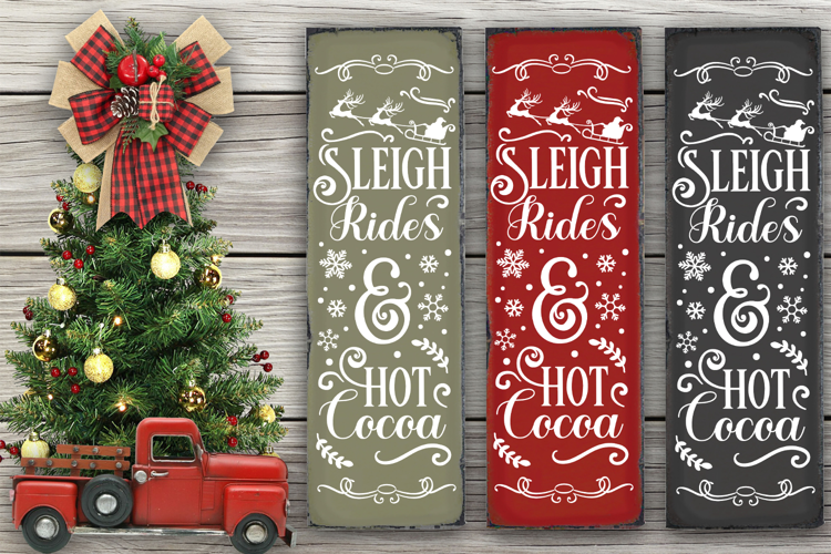 Sleigh Rides and Hot Cocoa Christmas Porch Sign SVG