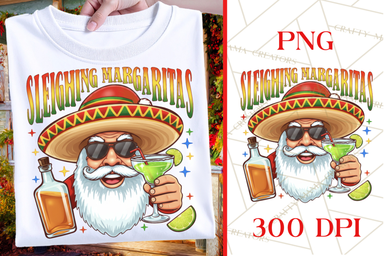 Sleighing Margaritas | Fiesta Christmas PNG