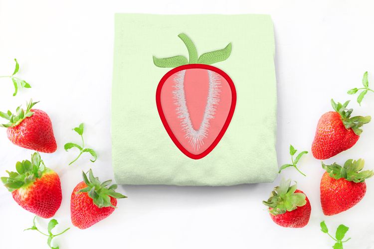 Sliced Strawberry Applique Embroidery File