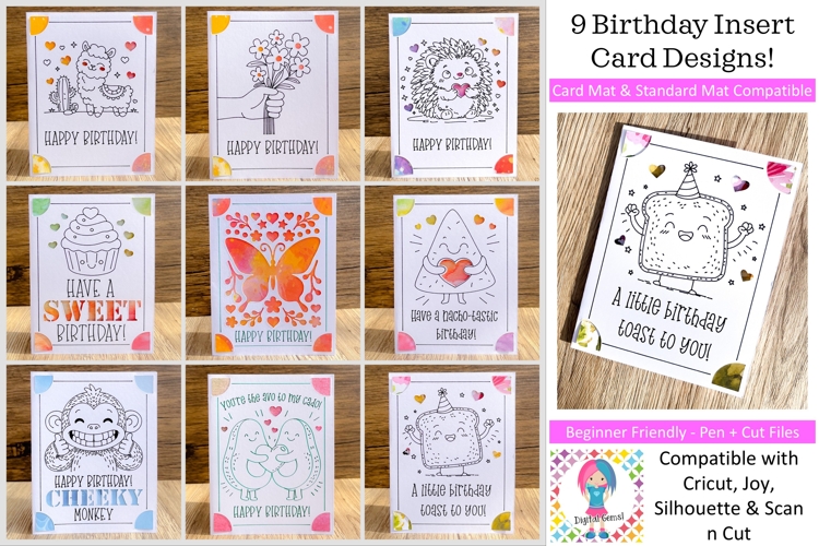 Birthday Insert Card SVG Bundle | 9 Holiday Card Designs