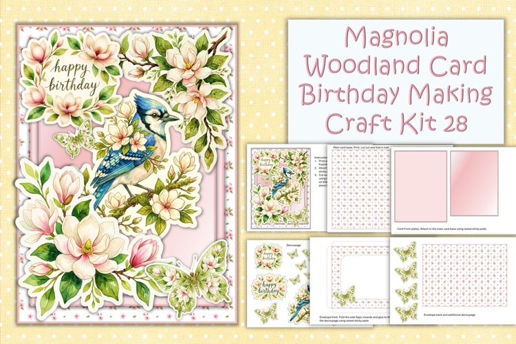 Summer Magnolia Woodland Card Making Kit 28 with envelope