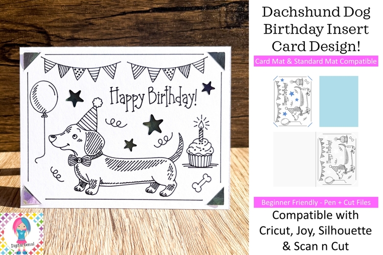 Cricut Joy SVG | Dachshund Sausage Dog insert card.