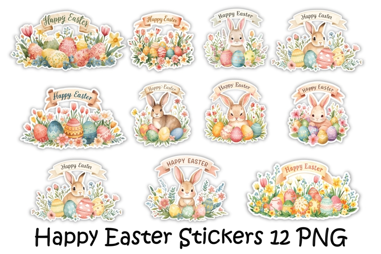 Happy Easter Bunny Stickers Stickers PNGs