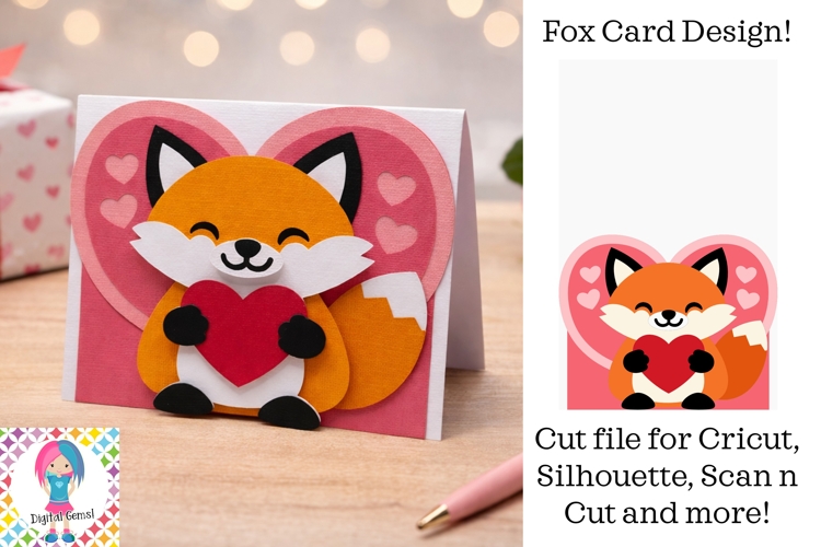 Fox Love Card SVG Digital Download