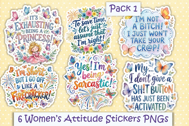 12 Summer Womens Attitude Planner sticker PNGs