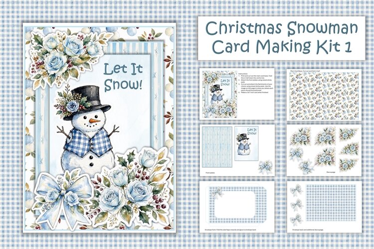 Watercolour Christmas Snowman Card Making Kit 1 example image 1