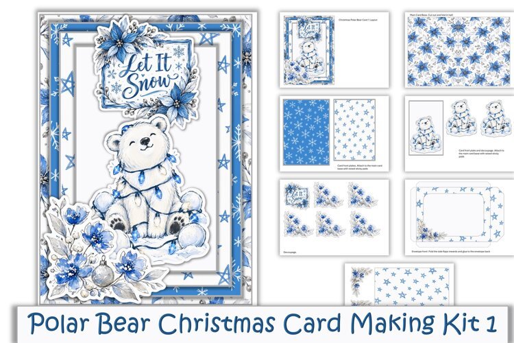 Christmas Polar Bear Card Making Kit 1 example image 1