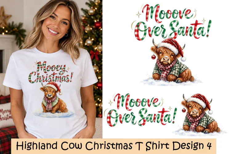 Christmas High Land Cow Design 4