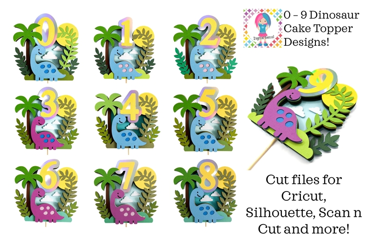 Dinosaur SVG | 3D Cake Topper designs| Numbers 0 - 9