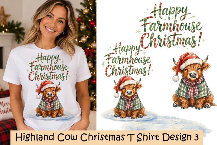 Christmas High Land Cow Design 3