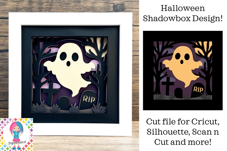 Halloween Ghost SVG | 3D Shadowbox