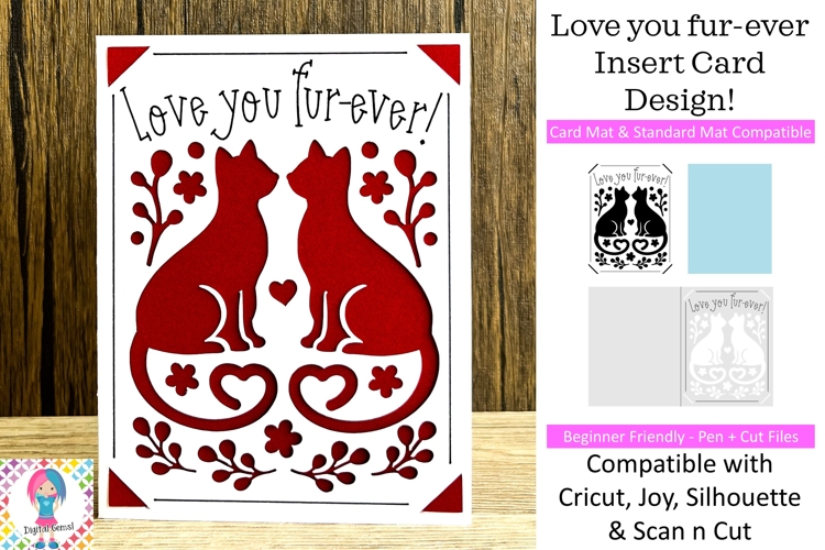 Cricut Joy SVG | Cat Love you fur-ever insert card.