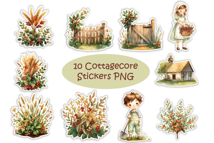 10 Cottagecore Cottage Stickers PNGs