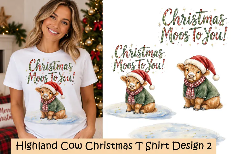 Christmas High Land Cow Design 2