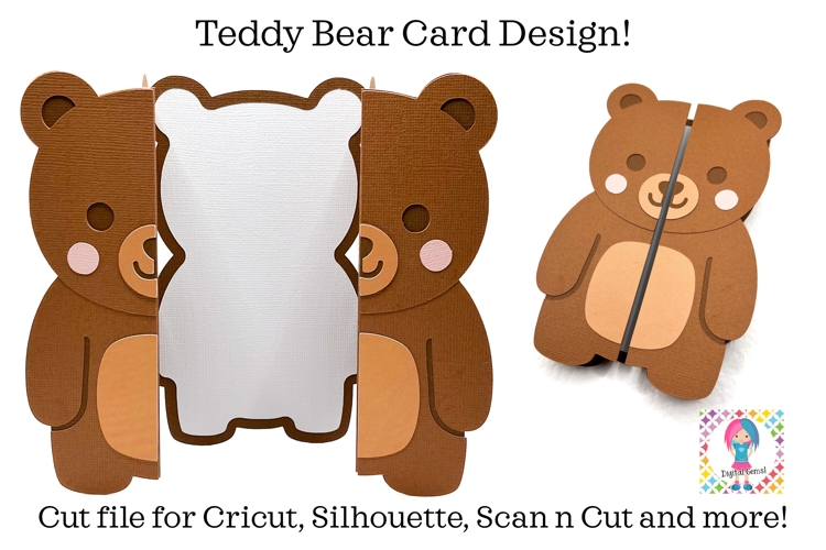 Teddy Bear Card SVG | Layered card stock design.