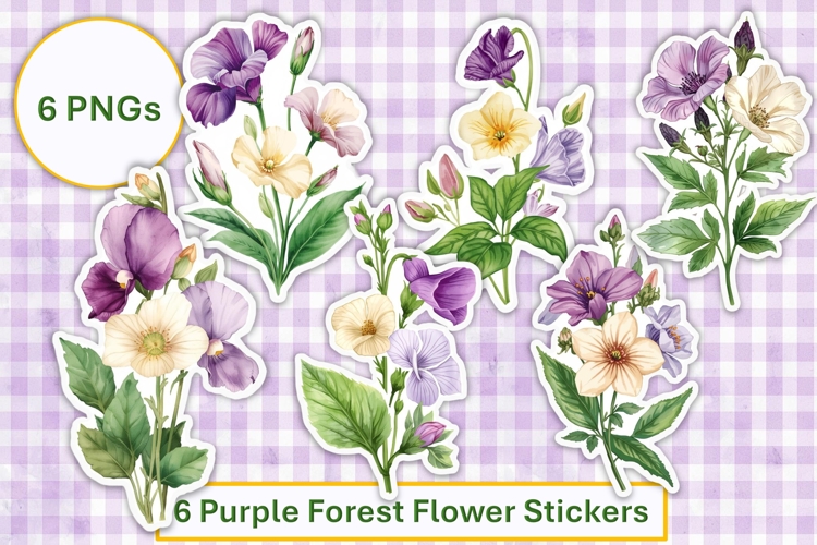 Purple Forest Flower Stickers Stickers, PNGs