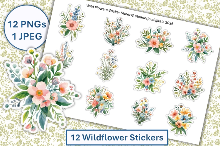 Wildflower Stickers PNG and JPEG