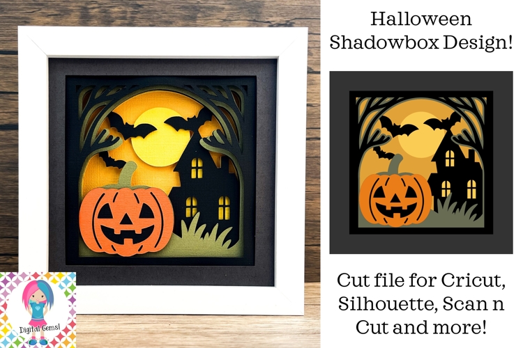 Halloween Pumpkin and Haunted House SVG | 3D Shadowbox