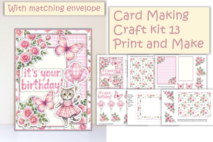 Summer Flowers Card Making Kit 13 with matching envelope