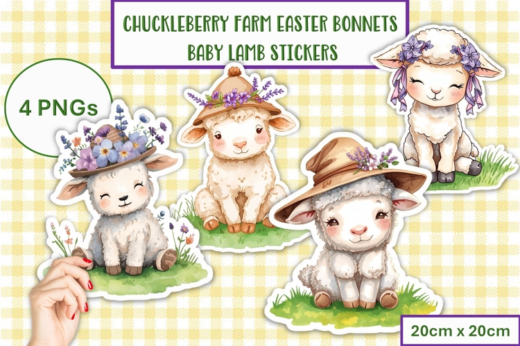 Cute Easter Bonnet Lamb Stickers at Chuckleberry Farm PNG