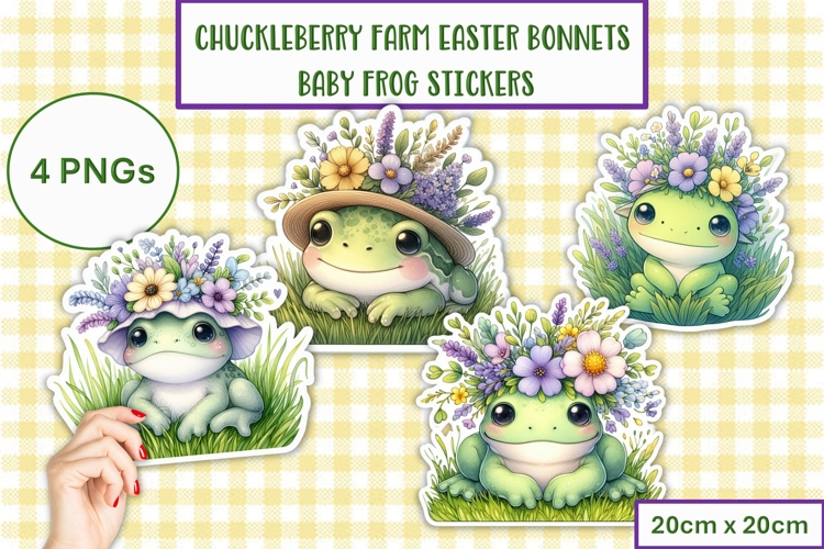 Cute Easter Bonnet Frog Stickers at Chuckleberry Farm PNGs