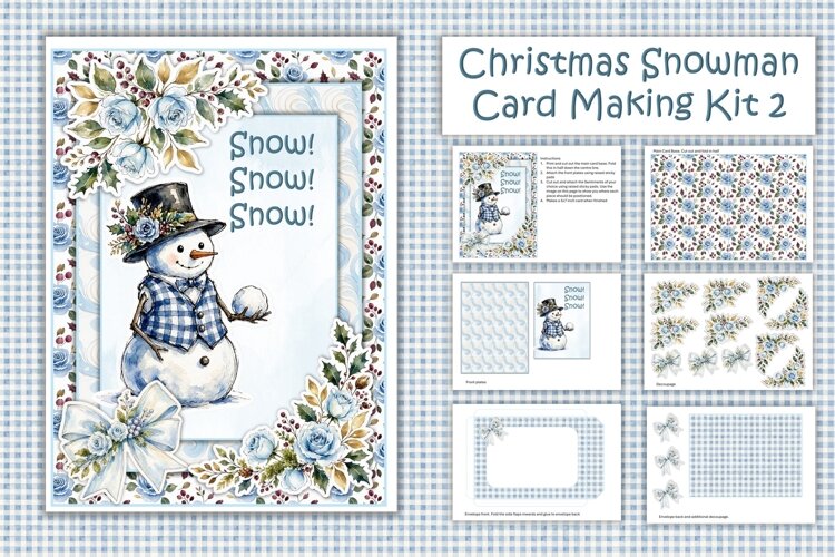 Watercolour Christmas Snowman Card Making Kit 2 example image 1