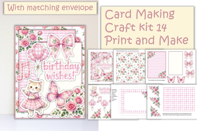 Summer Flowers Card Making Kit 14 with matching envelope